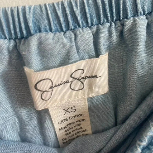 Jessica Simpson Chambray Embroidered Sleeveless Jumpsuit - Picture 5 of 9